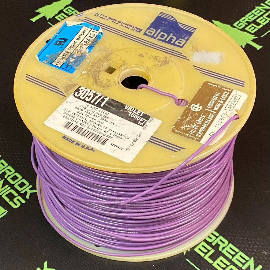 3057/1 – ALPHA – 1000FT VIOLET 16AWG (SOLID) Tinned Copper 105°C / 300 VRMS