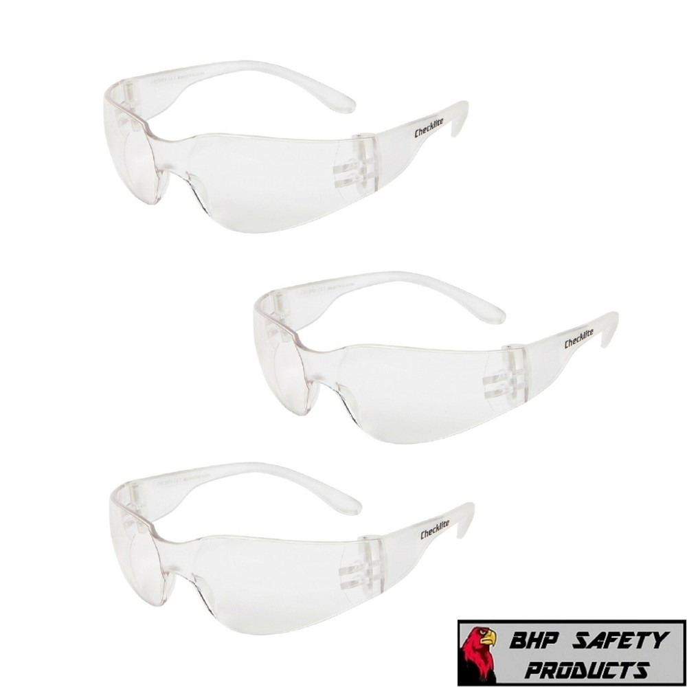 3 PAIR PACK Protective Safety Glasses Clear Lens Work UV Z87 Lot of 3