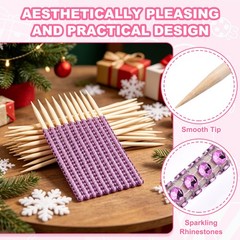 Candy Apple Stick Kit, 24P Pink Apple Wooden Skewers with Bags/Purple Ribbon