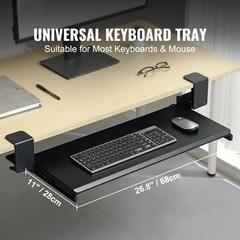 Keyboard Tray Under Desk Pull out Keyboard/Mouse Tray with C Clamp Mount