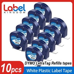 10PK Dymo LetraTag Refills White Plastic 91331 for LetraTag Label Maker LT-100H