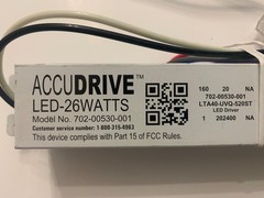 ACCUDRIVE ELECTRONIC LED DRIVER 26 WATTS Model No. 702-00530-001