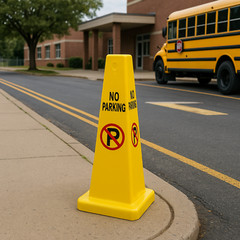 Electriduct 4 Sided No Parking Traffic Safety Cones – Yellow – 27″ Height