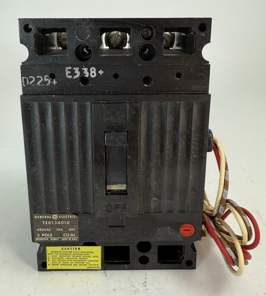 GE TED134010WL 10A 480V 3 Pole Circuit Breaker General Electric