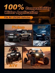 2026 New 12 Inch LED Light Bar, 40,000LM off Road, 40W Spot Flood Combo Beam, IP
