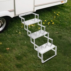 3 Steps Ladder Step Camper Aluminum Alloy Foldable Scissor Stairs Ladder 110kg