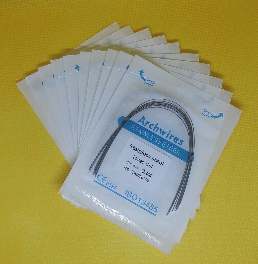 10 Packs Dental Arch Wires Orthodontic Stainless Steel Round Ovoid Form 100Pcs