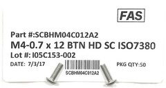 (50) M4 x 0.7 x12mm Stainless Steel Button Head Socket Cap Screws ISO7380 M4-.70