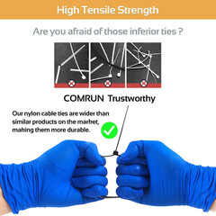 5000Pcs 8Inch Black Cable Tie,Nylon Zip Ties,Industrial Grade,50 Pounds Tensile