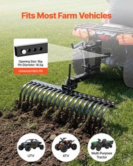 VEVOR 42 in 3-Point Tow Behind Landscape Rake with Blade Fit Category 1 Tractor