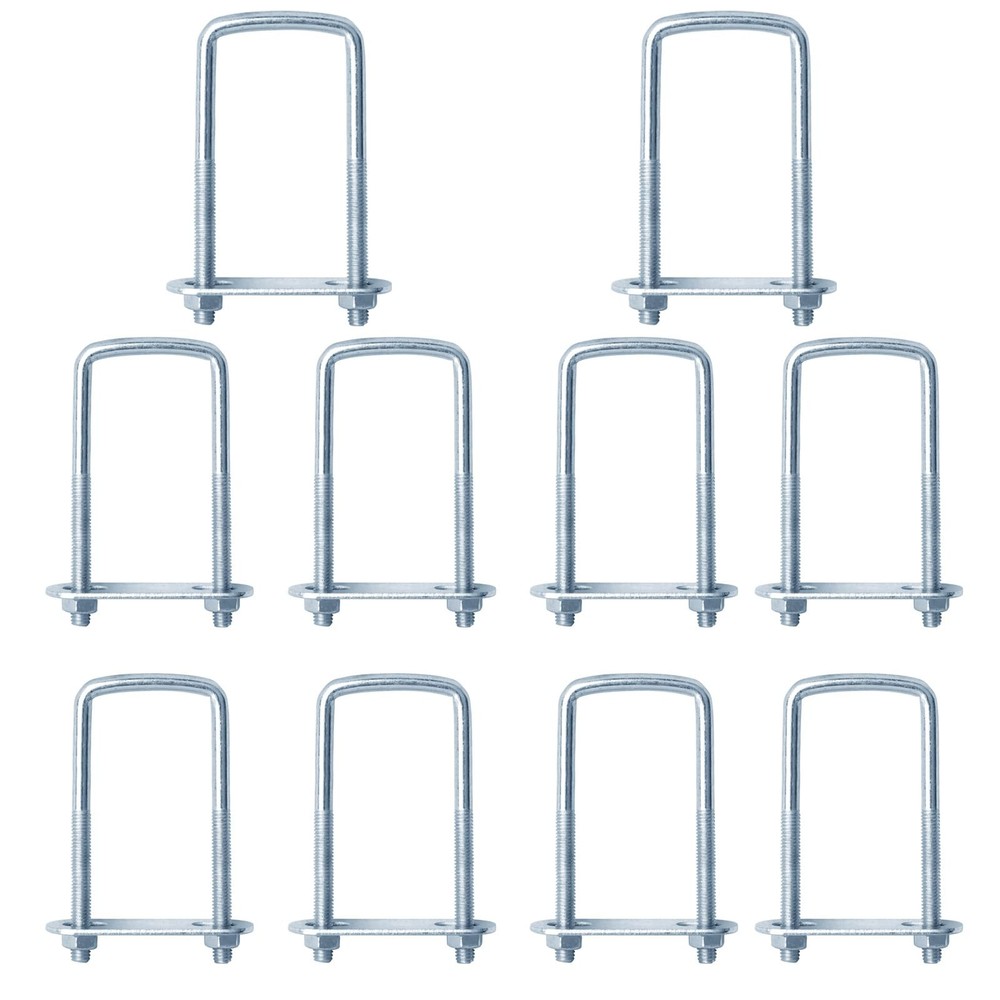 10 Pcs 1-1/2″ Inch Wide Square U-Bolt for Trailer, 3/8″ x 1-1/2″ x 4-3/8″, Elect