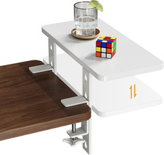 15.7″×7.5″ Clamp-On Desk Extender and Organizer Shelf, Adjustable White