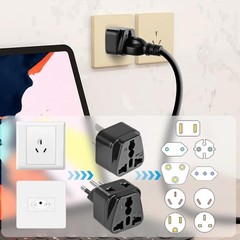 2 Pack US to Argentina Uruguay Brazil Australia Travel Adapter Plug Black