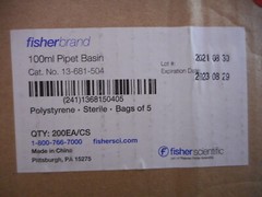 FISHERBRAND Disposable Pipette Basin 100mL 13681504 (200/cs)