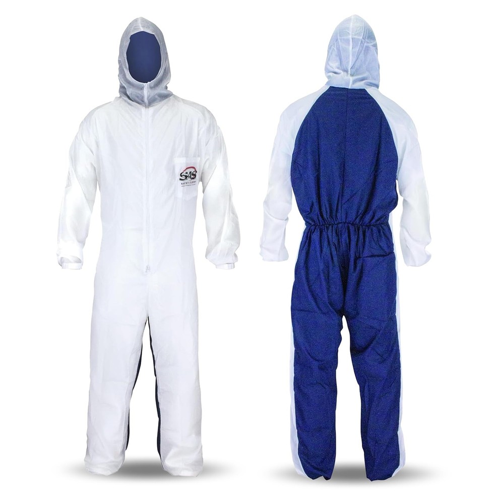 SAS Safety 6938 Moon suit Nylon Cotton Coverall, Large, White