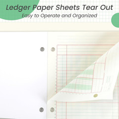 2 Pads 100 Sheets Columnar Analysis Pad 3 Hole Punch Accounting Ledger Book 8-1/
