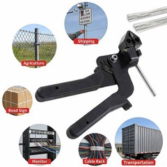 Cable Tie Tool Gun Kit Stainless Steel with 200 pcs Metal Zip Ties #E