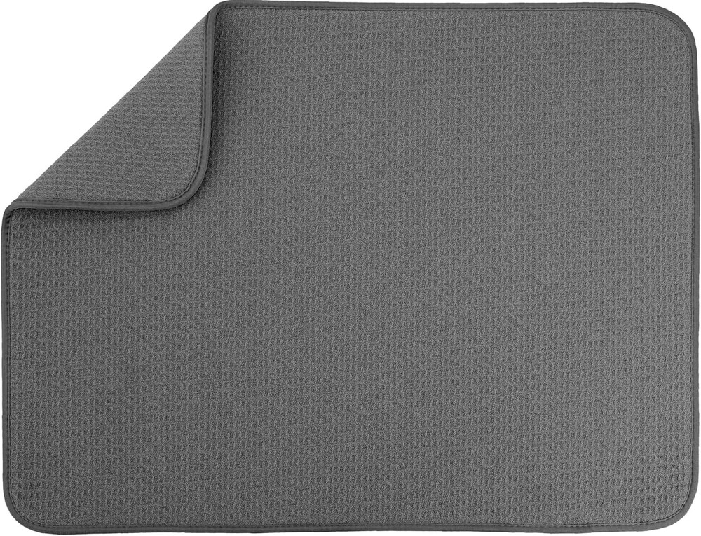 S&T Dish Drying Mat XL 18×24 Absorbent Microfiber Kitchen Counter Charcoal