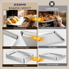 Aluminum Baking Sheet Pan Set 4 18×13 and 13×10 Heavy Duty for Oven