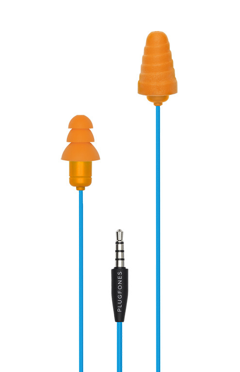 Plugfones Guardian, Earplugs with Audio, Earplug Headphones, 26 dB NRR, Orange