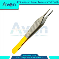 4.75″ Adson Brown Thumb Forceps with Tungsten Carbide Insert Jaws, 7×7, Premium