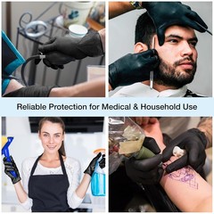 100 PCS XL Black Nitrile Gloves, Disposable Latex Free Exam Grade Black Gloves