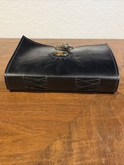 Handmade Leather Spell Book Journal Tiger Eye Stone Clasp ~100 Pages