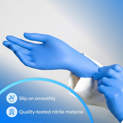 Chemo-Rated Fingertip-Textured Blue Nitrile Exam Gloves, Blue Medical Nitrile Gl