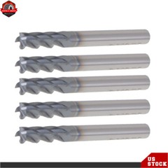 5 Pcs 3/16″ 4 Flute 2″ Overall Length Regular Carbide End Mill – TiALN COATED US
