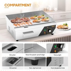ROVSUN 22″ Commercial Electric Griddle 1600W Countertop Flat Top Grill 122℉-572℉