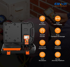 Elitech LMC-100F+ Refrigerant Scale 110lb HVAC Freon Charging w/ Case