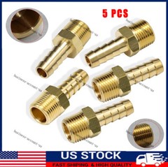 5pcs 3/8″ HOSE BARB X 3/8″ MALE NPT Brass Gas Fuel Water Air Fitting Universal