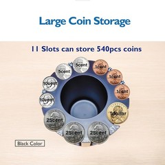 CO5IN1 Coin Sorter Pen Holder – 540pcs Capacity, 360° Rotatable