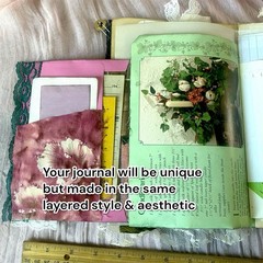 Handmade Shabby Chic Layered Junk Journal – Romantic Floral Scrapbook Diary Book