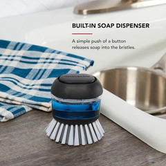Soap Dispensing Palm Brush with Built in Easy to Fill Soap Dispenser, Non Slip G