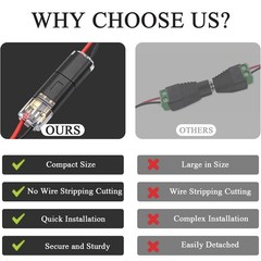 25-200PCS Double Wire Plug in Connector w/ Locking Buckle for Emergency Repairs