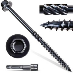 #14 X 4 Wood Structural Screws 50 Pcs, Exterior Hex-Head Lag Screws, Black Heavy
