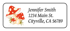 30 Mushroom personalized return address labels stickers tags red shrooms