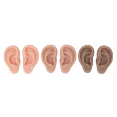 3 Pairs Silicone Ear Model Soft Flexible Ears 3 Colors Artificial Reusable For