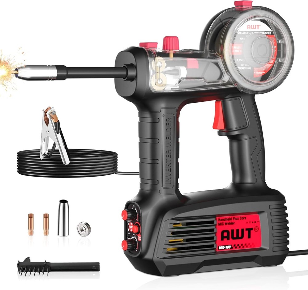 AWT 100A Handheld Flux Core MIG Welder, Portable Welding Machine,Inverter Wire