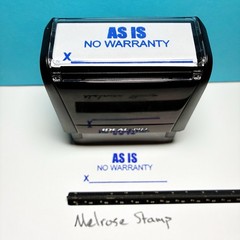 As Is No Warranty W/ Signature Line Rubber Stamp Blue Ink Self Inking Ideal 4913
