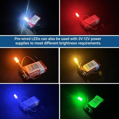 60 Pcs 5mm Pre Wired 9V 12V DC LED Diodes Mounting Rings