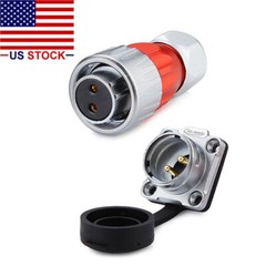 2 Pin Power Connector Female Plug & Male Socket Outdoor Waterproof IP67 Metal