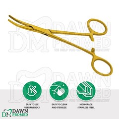 6 Pcs Kelly Hemostat Forceps 5.5″ Curved Full Gold Surgical Instruments Set