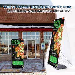Blulu 24 x 63 to 32 x72 Adjustable X Banner Stand, 2×6 Double Sided Heavy Dut…