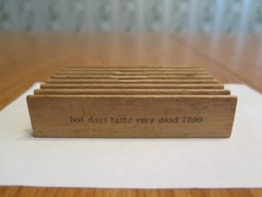 Vintage Wooden Business Card Holder Roosevelt Delicatessen Nassau Rd NY Slogan