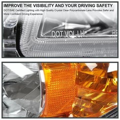 Headlights Assembly 2006-2008 Toyota RAV4 Halogen Black Housing Amber Reflector