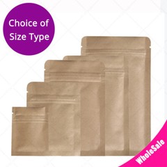 Variety Sizes Double-Sided Beige Kraft Paper Zip Lock Pouch Bag Herb Packing M