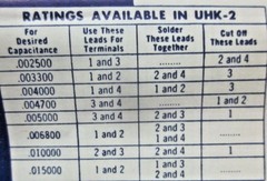 PEC Sprague UHK-2 Capacitor 8 Various Values 4 Pin 0.0025 to 0.015uF Vintage