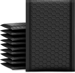 50 Black Bubble Mailers, 4X8 Inch Poly Padded Envelopes for Small Business